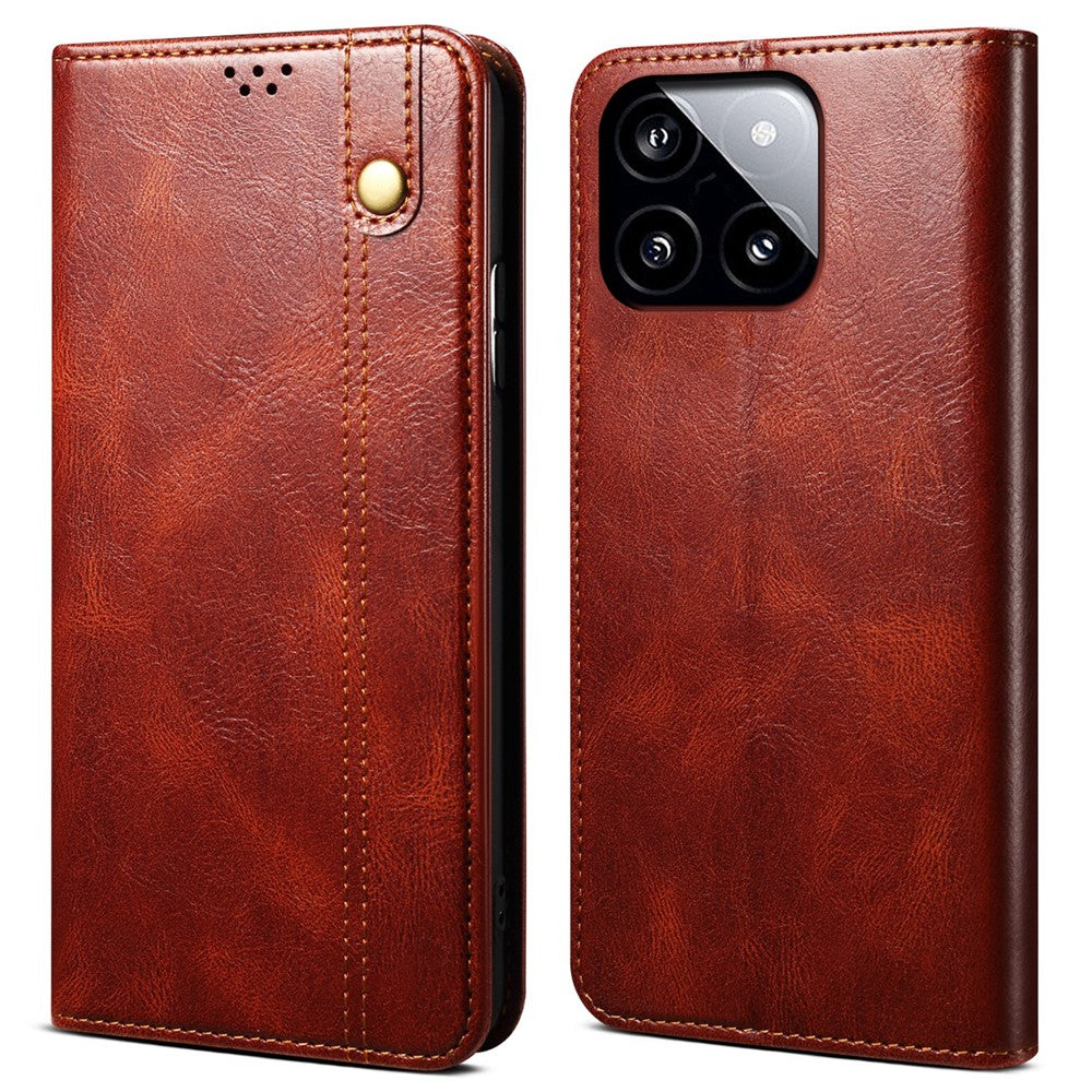 For Xiaomi Poco F6 Pro 5G / Redmi K70 5G / K70 Pro 5G Leather Case Wallet Waxy Crazy Horse Texture Stand Cover