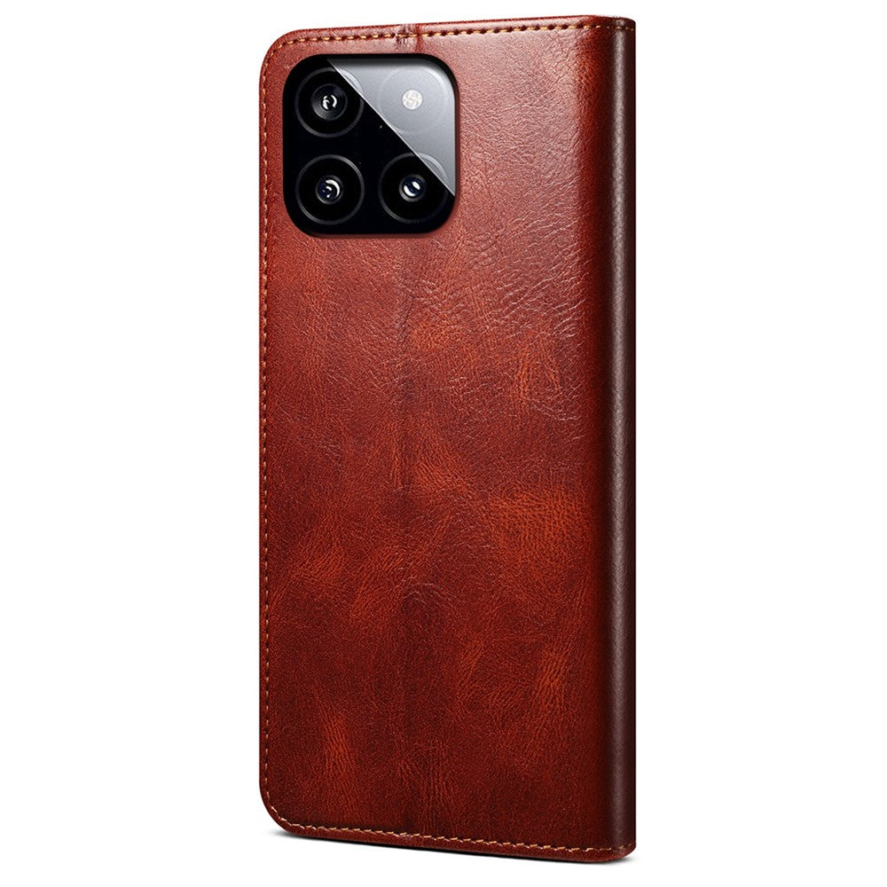 For Xiaomi Poco F6 Pro 5G / Redmi K70 5G / K70 Pro 5G Leather Case Wallet Waxy Crazy Horse Texture Stand Cover