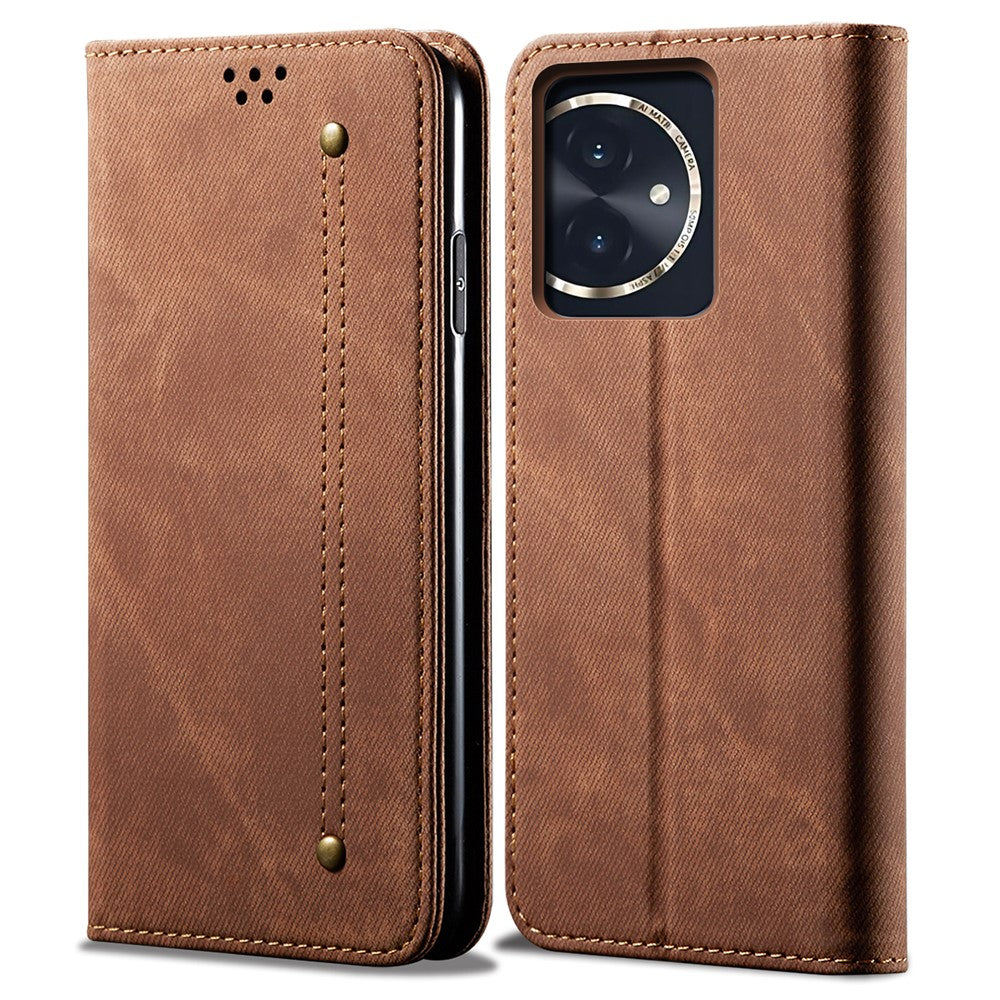 For Honor 100 5G Case Wallet Jeans Cloth Texture PU Leather Phone Cover Stand
