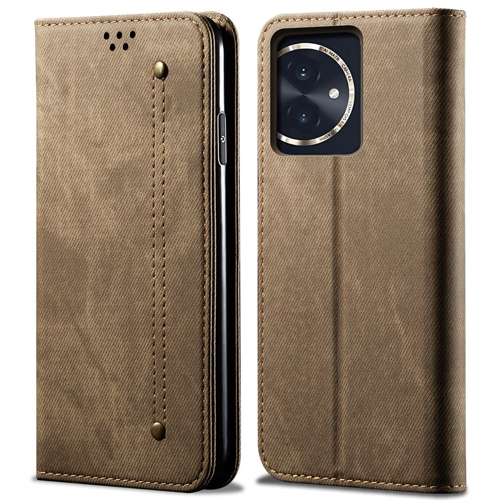 For Honor 100 5G Case Wallet Jeans Cloth Texture PU Leather Phone Cover Stand