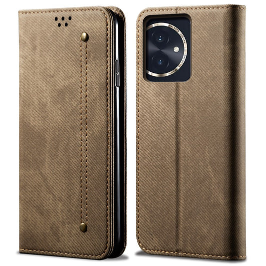 Honor 100 5G Handyhülle – Fall Brieftasche Jeans Stoff Textur PU Leder Telefon Abdeckung Ständer