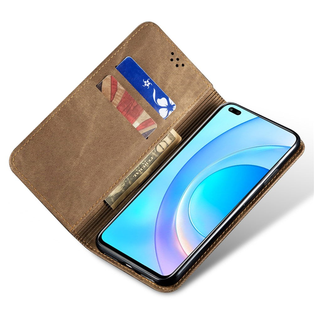 For Honor 100 5G Case Wallet Jeans Cloth Texture PU Leather Phone Cover Stand
