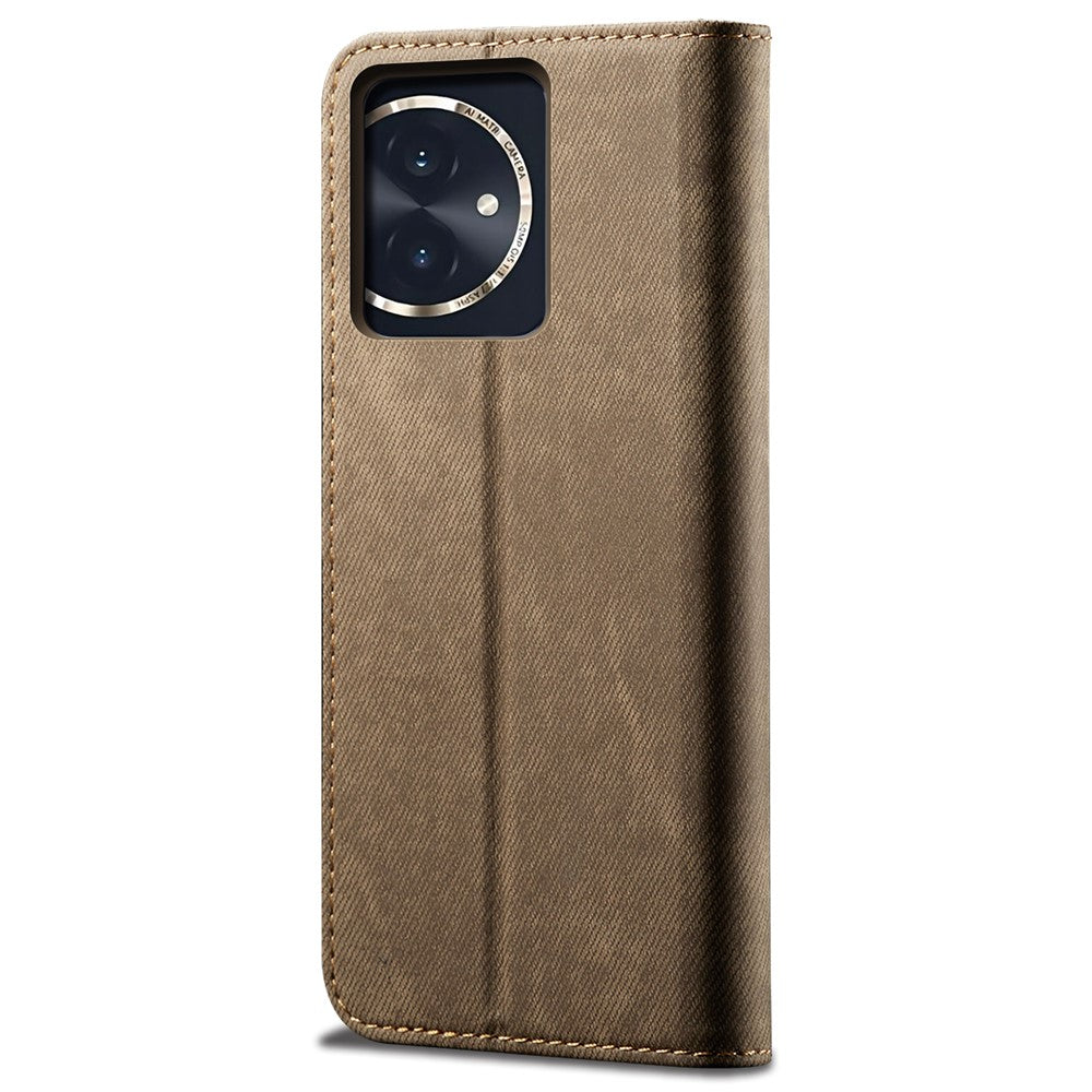 For Honor 100 5G Case Wallet Jeans Cloth Texture PU Leather Phone Cover Stand