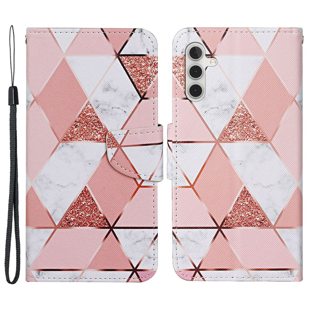 Galaxy S25 / S24 Wallet-Hülle – Musterdruck, mit Ständer & Riemen