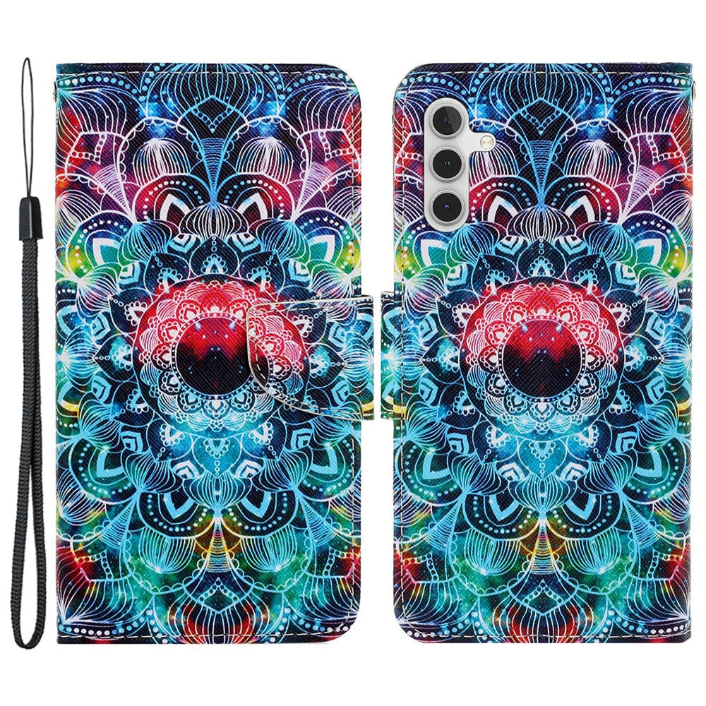 Galaxy S25 / S24 Wallet-Hülle – Musterdruck, mit Ständer & Riemen