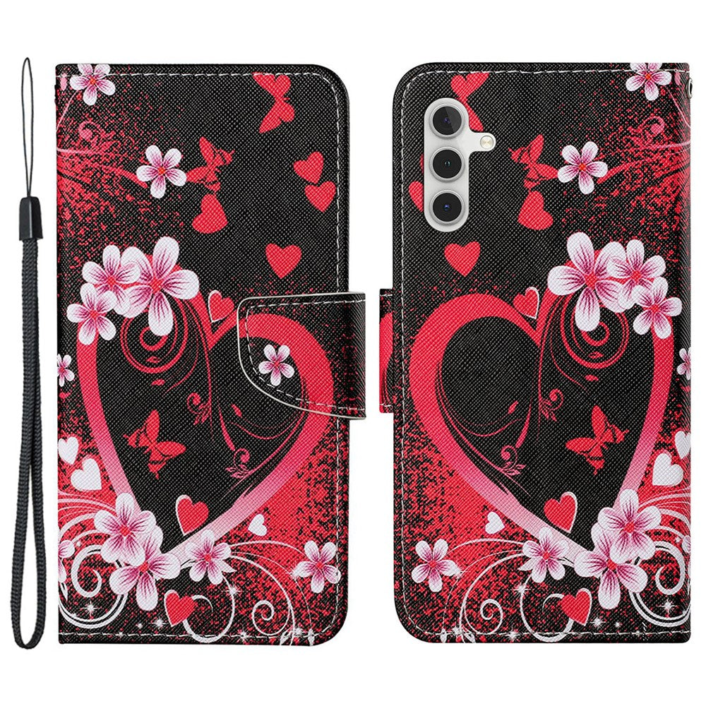 Galaxy A15 5G Wallet-Hülle – Musterdruck, mit Ständer & Riemen