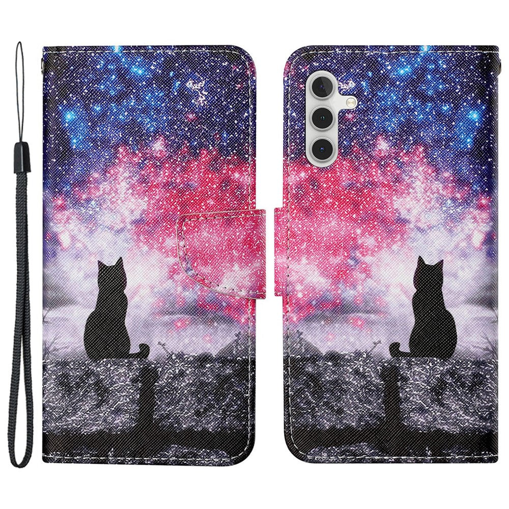 Galaxy A15 5G Wallet-Hülle – Musterdruck, mit Ständer & Riemen