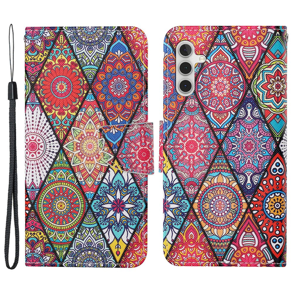 Galaxy A15 5G Wallet-Hülle – Musterdruck, mit Ständer & Riemen