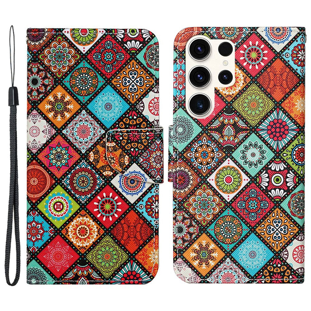 Galaxy S24 Ultra Wallet-Hülle – Musterdruck, mit Ständer & Riemen