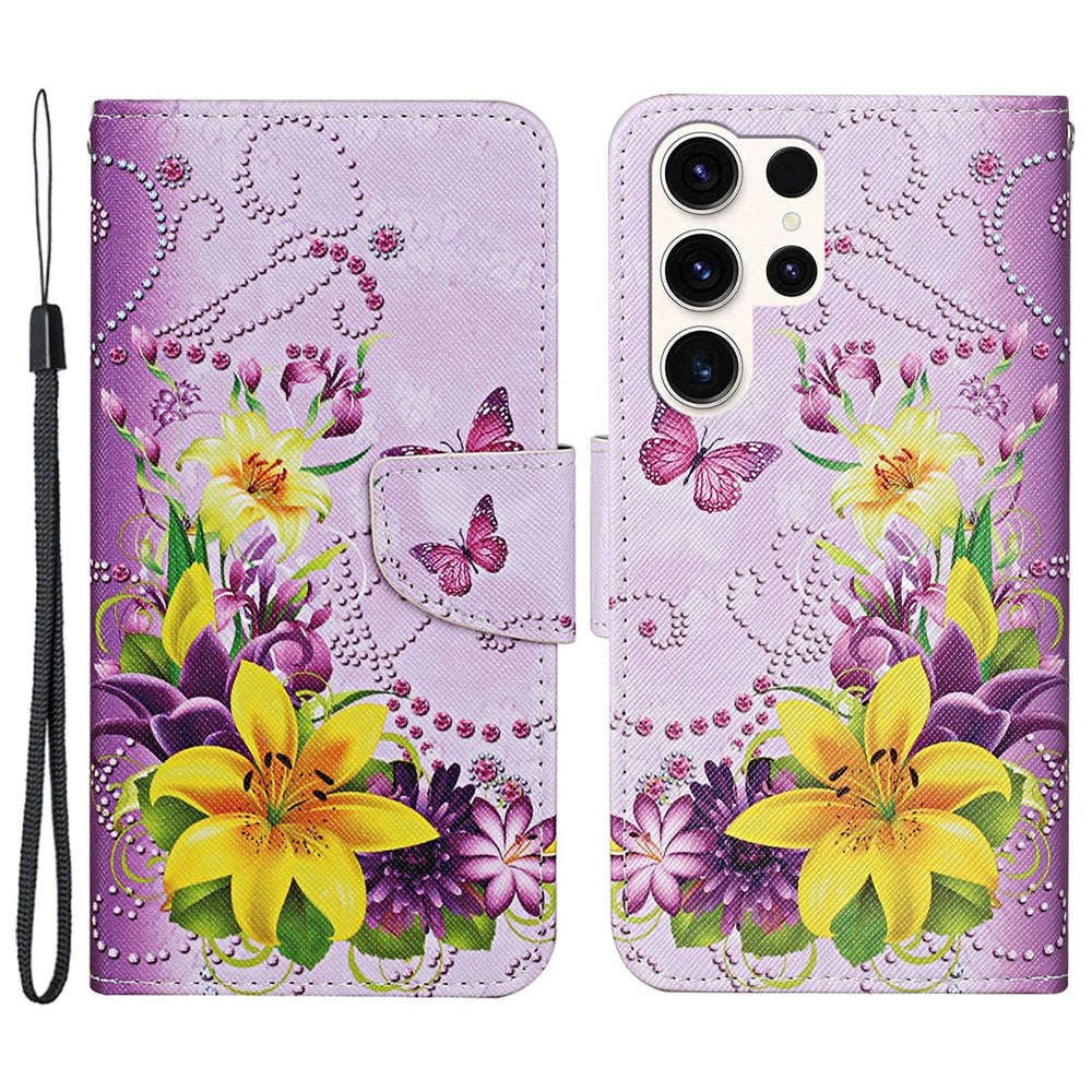 Galaxy S24 Ultra Wallet-Hülle – Musterdruck, mit Ständer & Riemen