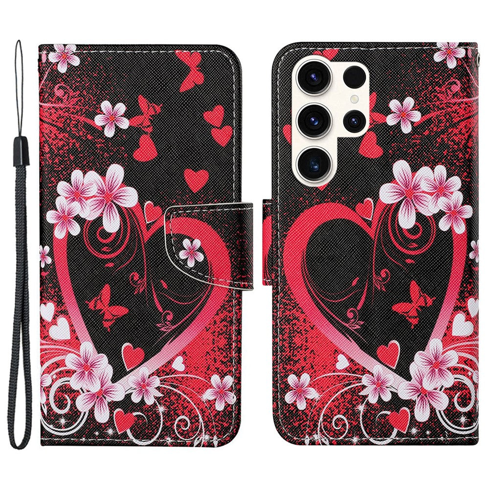 Galaxy S24 Ultra Wallet-Hülle – Musterdruck, mit Ständer & Riemen