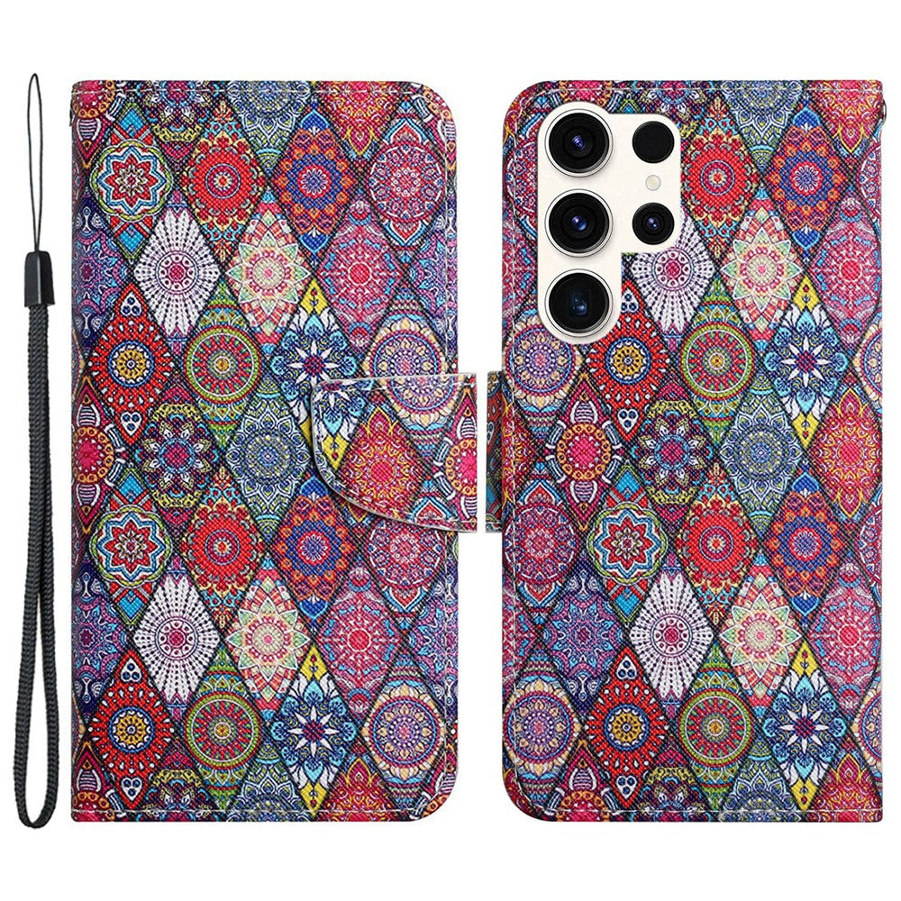 Galaxy S24 Ultra Wallet-Hülle – Musterdruck, mit Ständer & Riemen