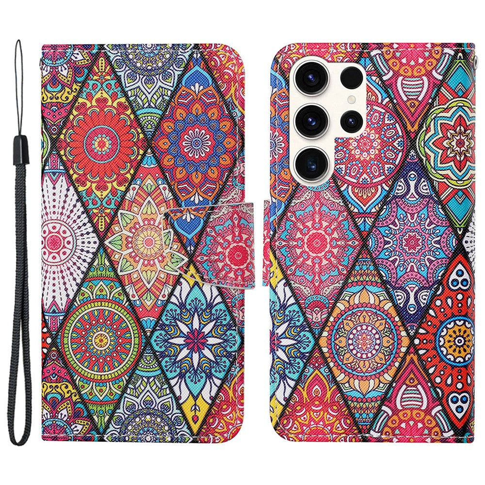 Galaxy S24 Ultra Wallet-Hülle – Musterdruck, mit Ständer & Riemen
