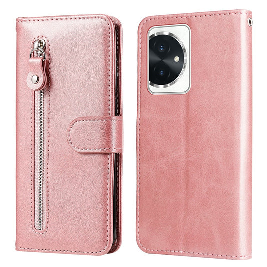 Honor 100 5G Handyhülle – mit Reißverschluss, Brieftaschen- aus Kalbsleder mit Textur