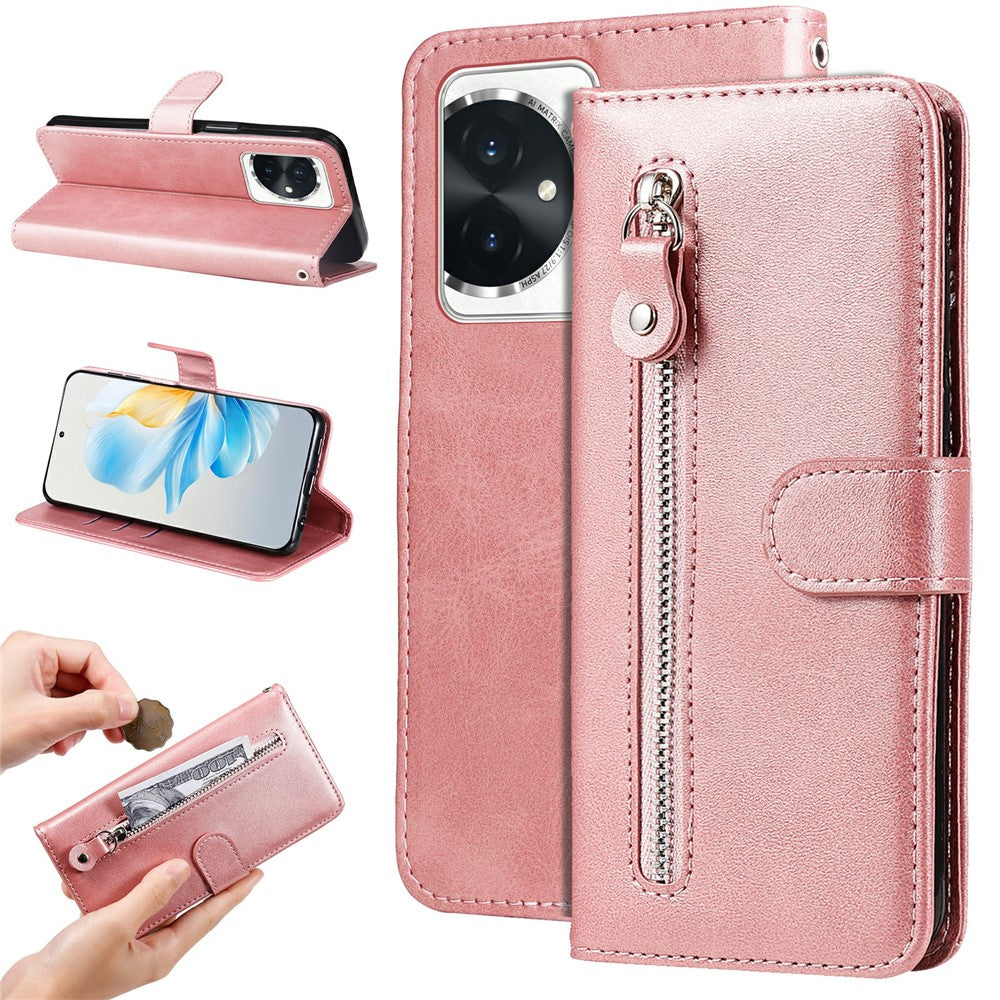 For Honor 100 5G Zipper Phone Case Calfskin Texture Wallet Phone Cover