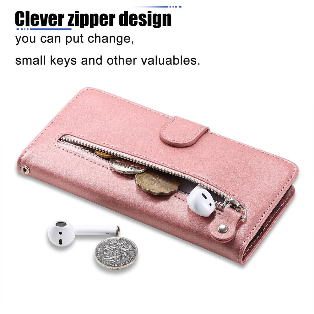For Honor 100 5G Zipper Phone Case Calfskin Texture Wallet Phone Cover