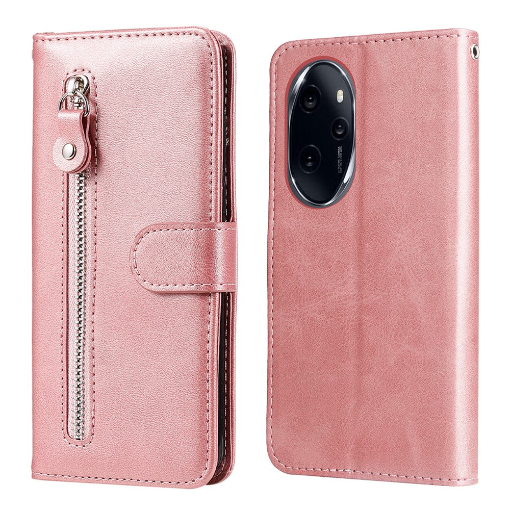For Honor 100 Pro 5G Calfskin Zipper Case Wallet Leather Phone Cover