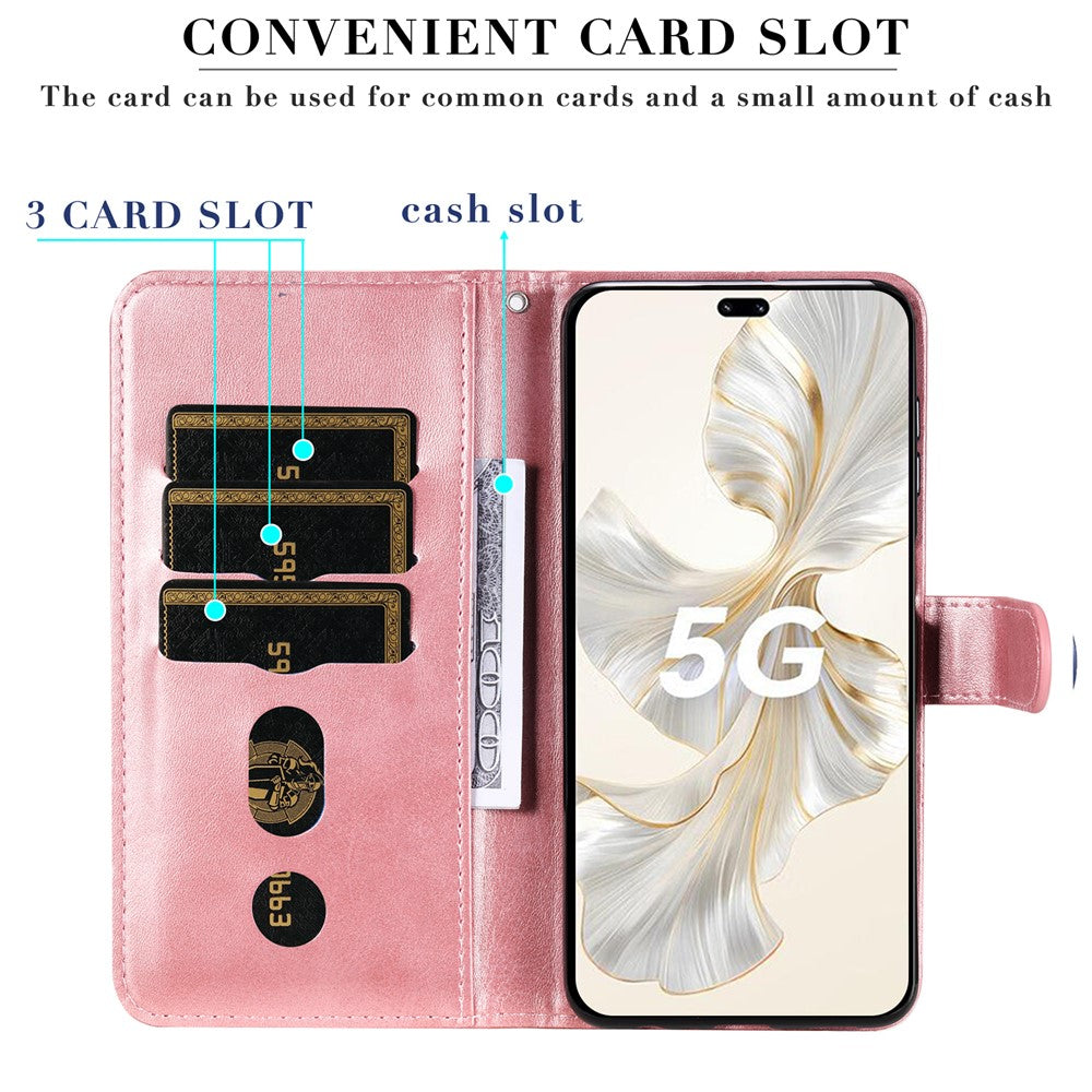 For Honor 100 Pro 5G Calfskin Zipper Case Wallet Leather Phone Cover