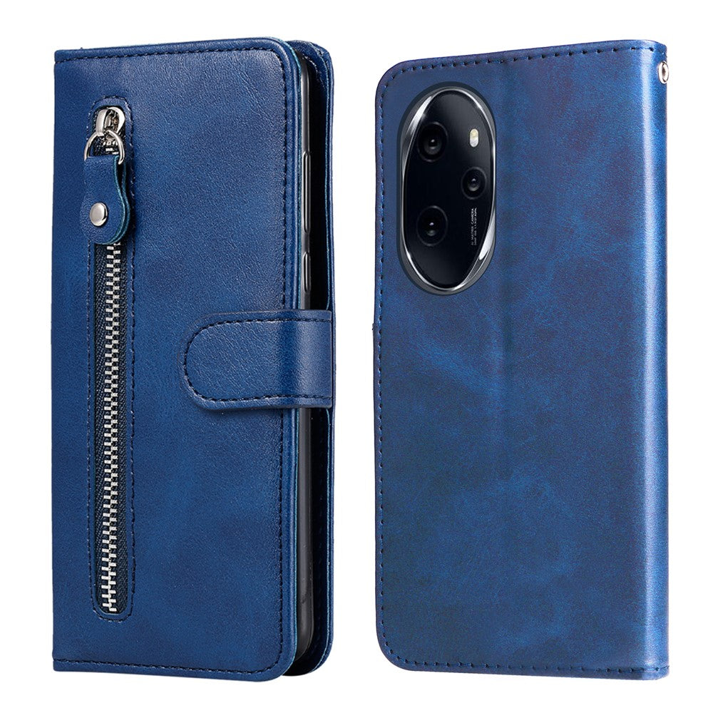 For Honor 100 Pro 5G Calfskin Zipper Case Wallet Leather Phone Cover