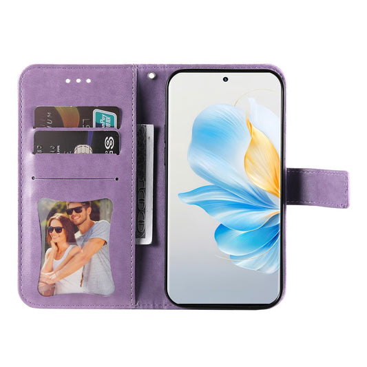 Honor 100 5G Handyhülle – mit Blumenmuster, PU-Leder, Brieftaschenständer