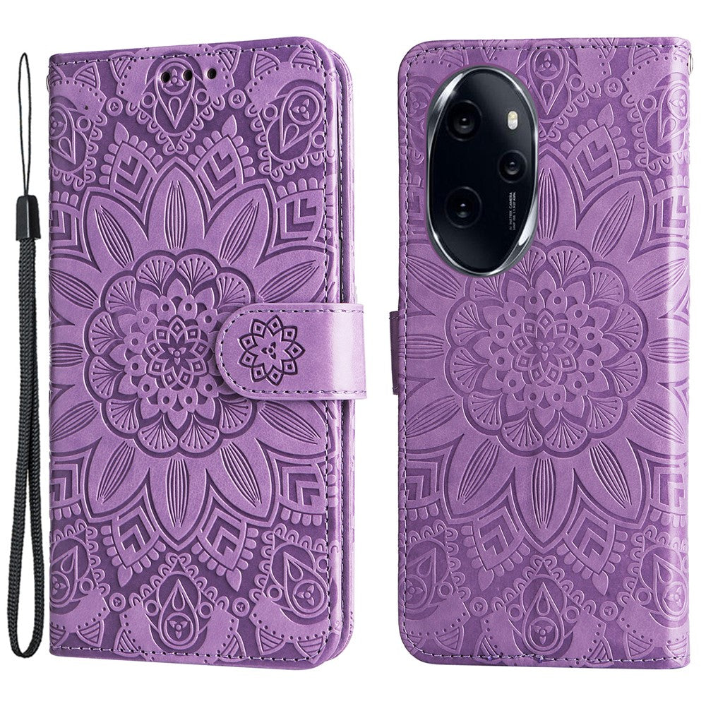 For Honor 100 Pro 5G Sunflower Wallet Case PU Leather Phone Cover