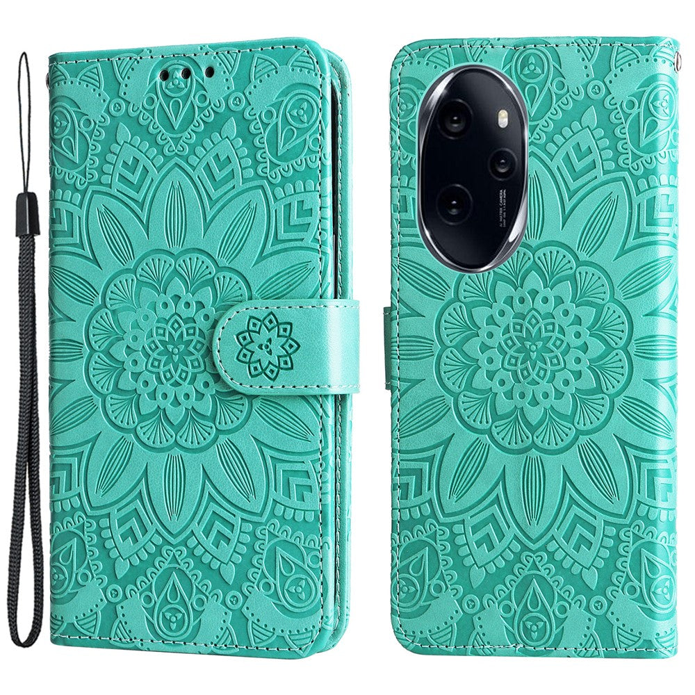 For Honor 100 Pro 5G Sunflower Wallet Case PU Leather Phone Cover