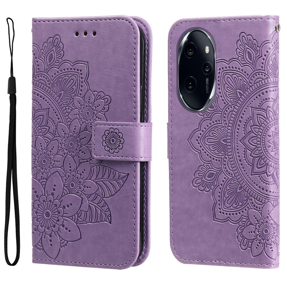 For Honor 100 Pro 5G Case Floral Pattern PU Leather Wallet Stand Phone Cover