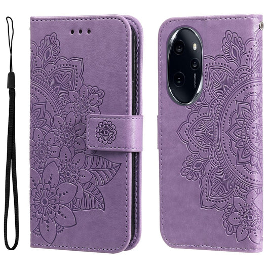 Honor 100 Pro 5G Handyhülle – mit Blumenmuster, PU-Leder, Brieftaschenständer