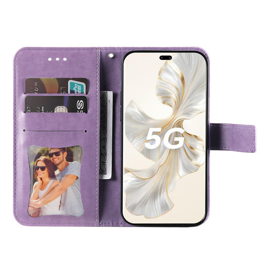Honor 100 Pro 5G Handyhülle – mit Blumenmuster, PU-Leder, Brieftaschenständer