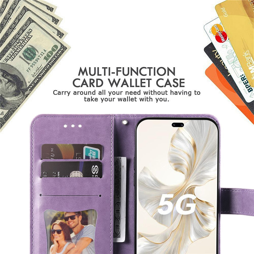 For Honor 100 Pro 5G Case Floral Pattern PU Leather Wallet Stand Phone Cover