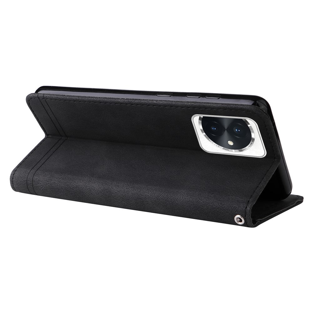 For Honor 100 5G Leather Wallet Cases Skin Touch Phone Cover Stand with Strap