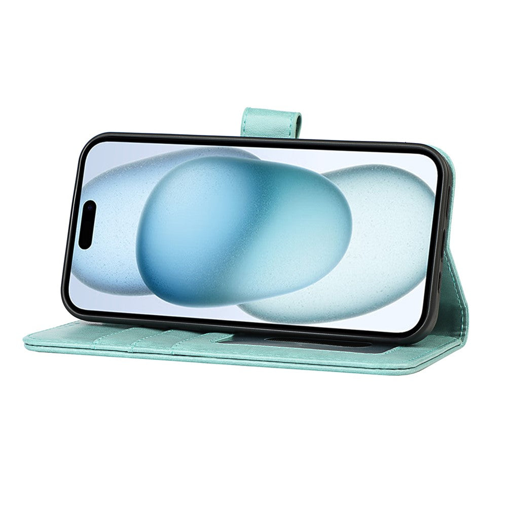 iPhone 15 Wallet-Hülle – Mit Musterdruck, Kartenfächer & Riemen