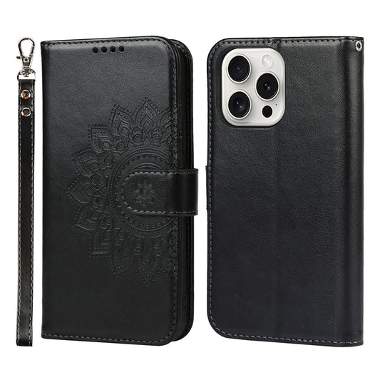iPhone 15 Pro Max Wallet-Hülle – Mit Musterdruck, Kartenfächer & Riemen