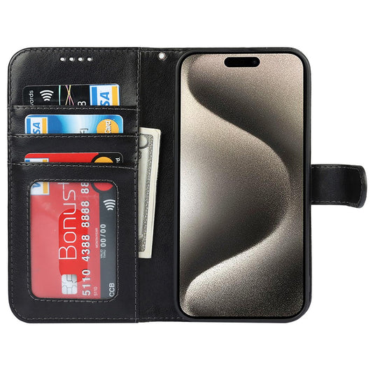 iPhone 15 Pro Max Wallet-Hülle – Mit Musterdruck, Kartenfächer & Riemen