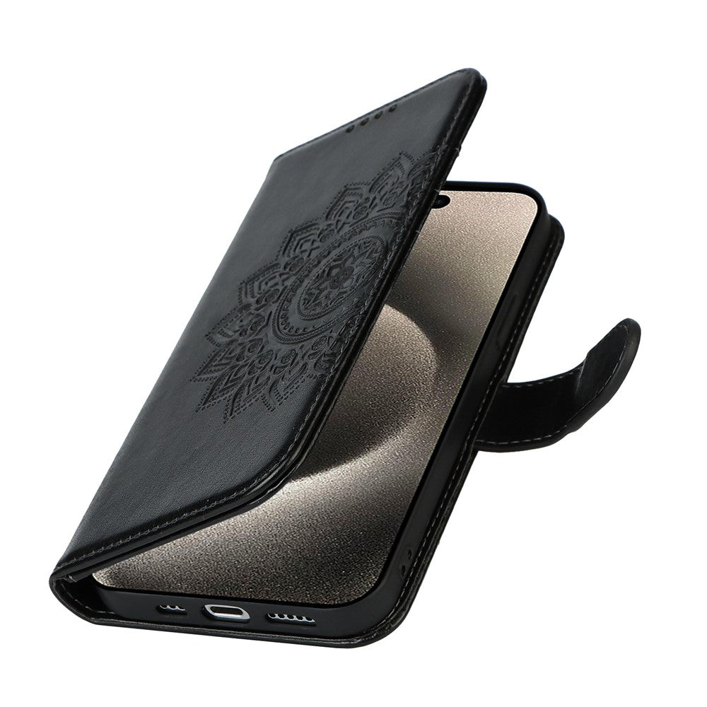 iPhone 15 Pro Max Wallet-Hülle – Mit Musterdruck, Kartenfächer & Riemen