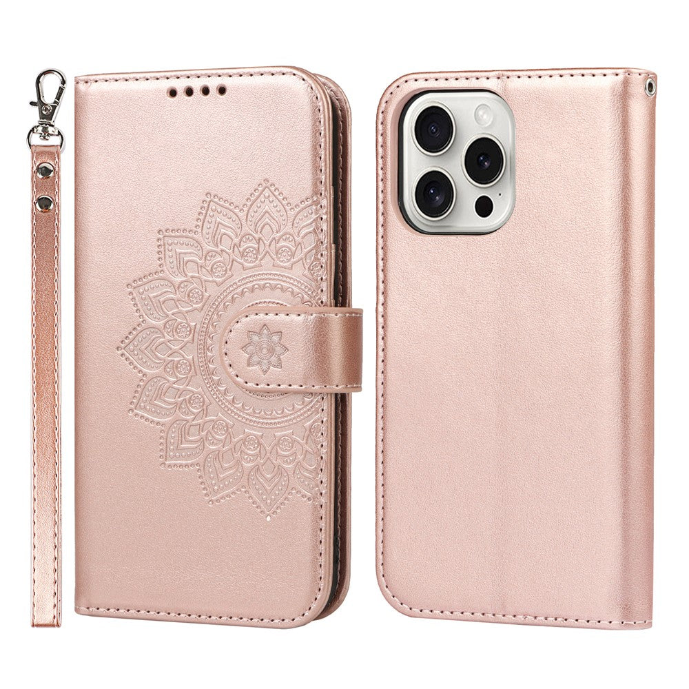 iPhone 15 Pro Max Wallet-Hülle – Mit Musterdruck, Kartenfächer & Riemen