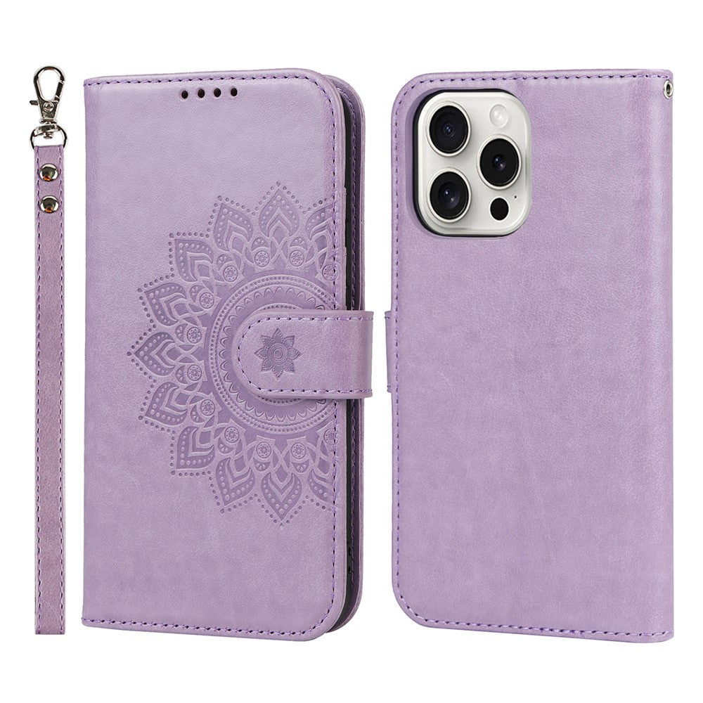 iPhone 15 Pro Max Wallet-Hülle – Mit Musterdruck, Kartenfächer & Riemen