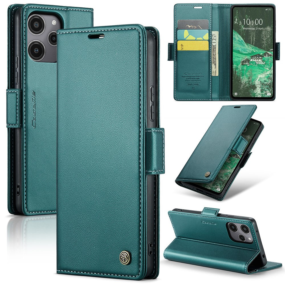 For Xiaomi Redmi 12 4G / 12 5G (Global) / Note 12R 5G / Poco M6 Pro 5G Leather Case CASEME 023 RFID Blocking 3 Card Slot Mobile Cover