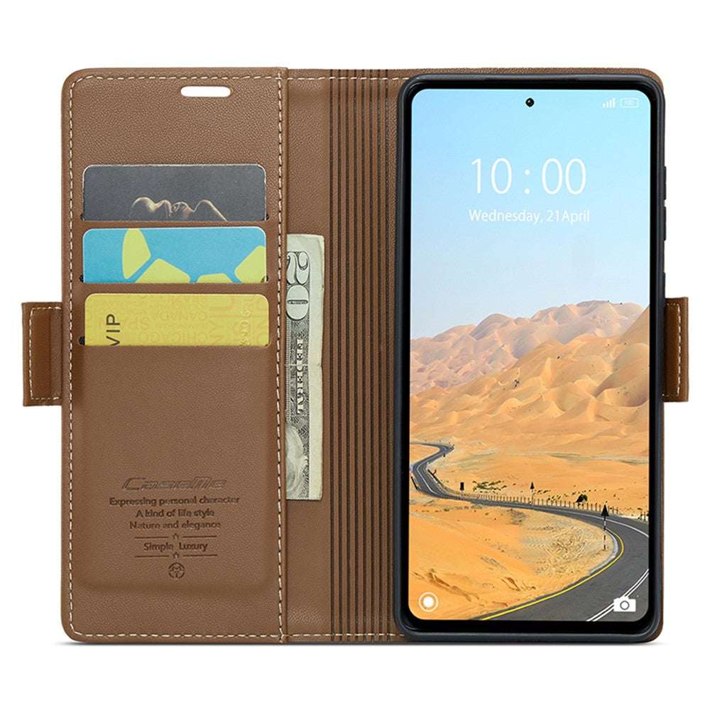 For Xiaomi Redmi 12 4G / 12 5G (Global) / Note 12R 5G / Poco M6 Pro 5G Leather Case CASEME 023 RFID Blocking 3 Card Slot Mobile Cover