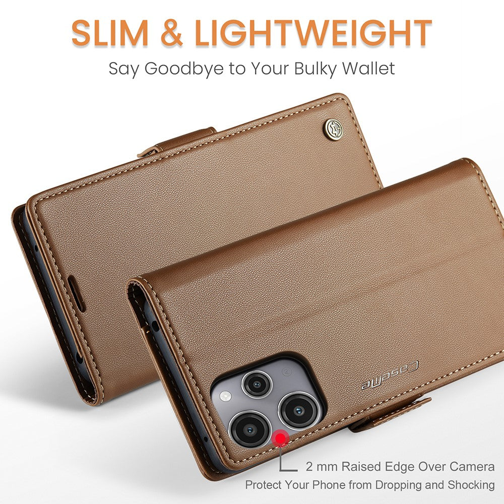 For Xiaomi Redmi 12 4G / 12 5G (Global) / Note 12R 5G / Poco M6 Pro 5G Leather Case CASEME 023 RFID Blocking 3 Card Slot Mobile Cover