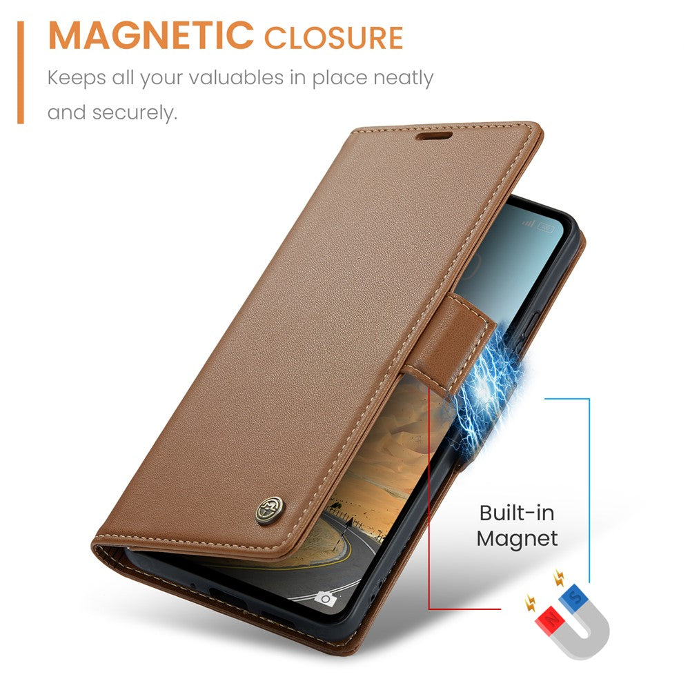 For Xiaomi Redmi 12 4G / 12 5G (Global) / Note 12R 5G / Poco M6 Pro 5G Leather Case CASEME 023 RFID Blocking 3 Card Slot Mobile Cover