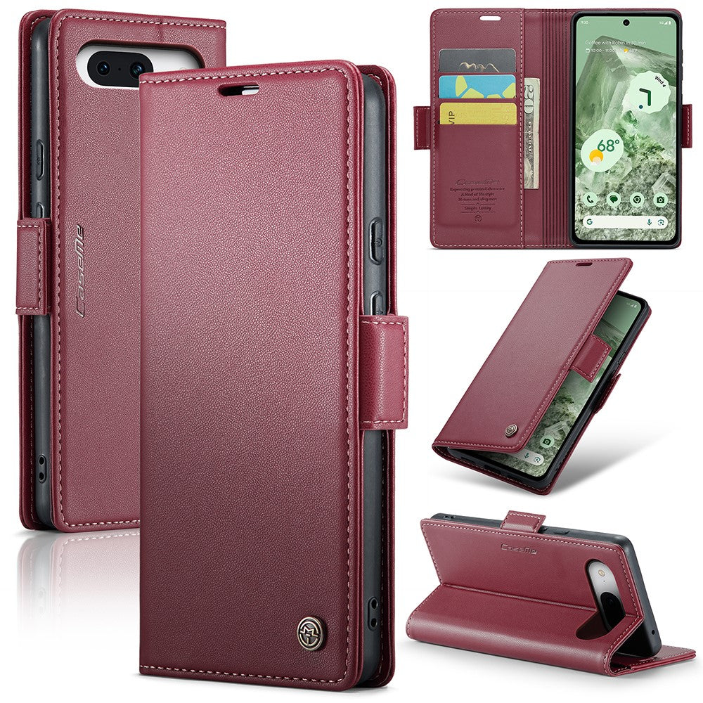 Pixel 8a Glänzende Wallet-Hülle – RFID-Schutz & Ständer