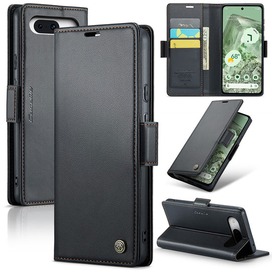 Pixel 8a Glänzende Wallet-Hülle – RFID-Schutz & Ständer
