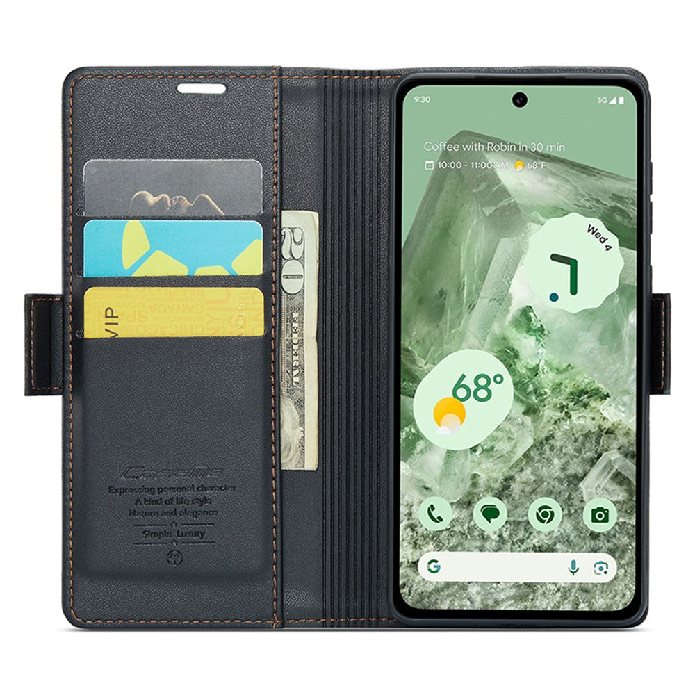 Pixel 8a Glänzende Wallet-Hülle – RFID-Schutz & Ständer