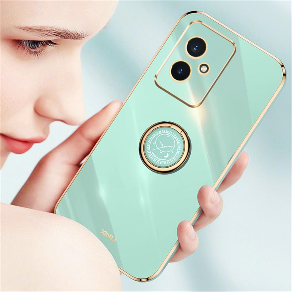 Honor 100 5G Handyhülle – Galvanisierte TPU-Rückseite, kratzfest, mit Ringständer