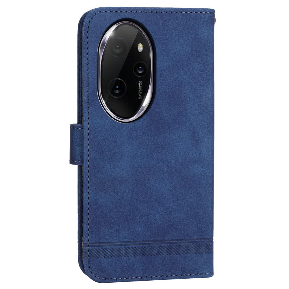 DIERFENG DF-03 for Honor 100 Pro 5G Leather Case Wallet Cover Lines Imprint