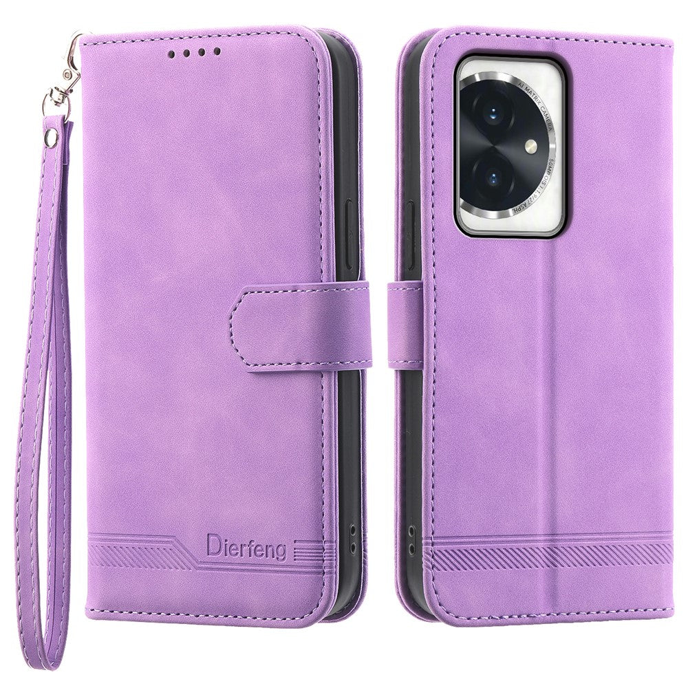 DIERFENG DF-03 for Honor 100 5G Line Texture Leather Phone Case Stand Wallet