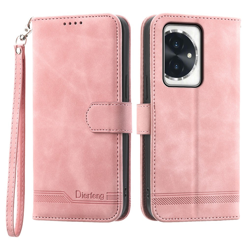 DIERFENG DF-03 for Honor 100 5G Line Texture Leather Phone Case Stand Wallet