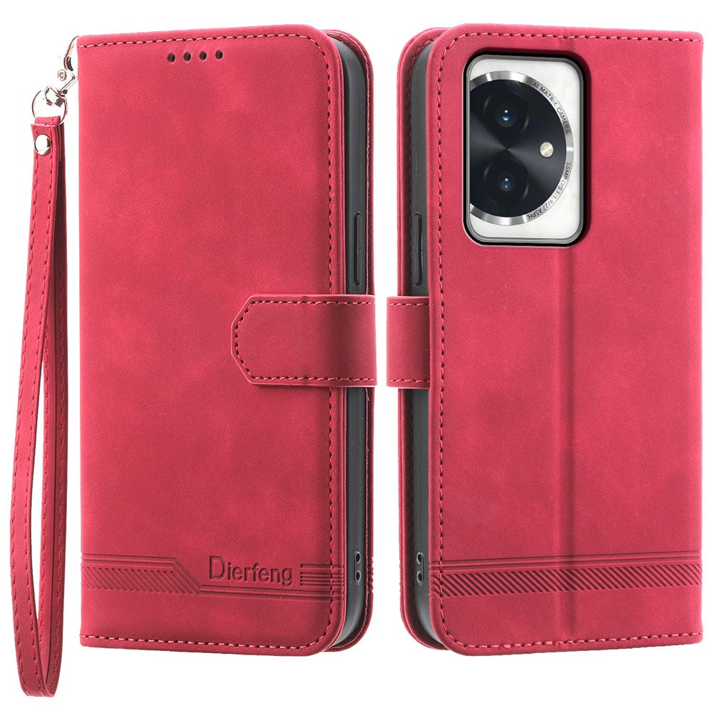 DIERFENG DF-03 for Honor 100 5G Line Texture Leather Phone Case Stand Wallet