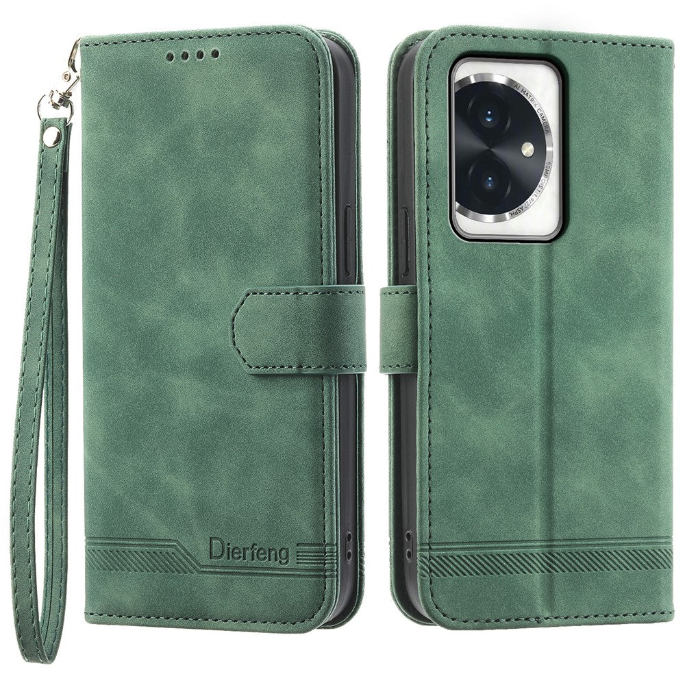 DIERFENG DF-03 for Honor 100 5G Line Texture Leather Phone Case Stand Wallet